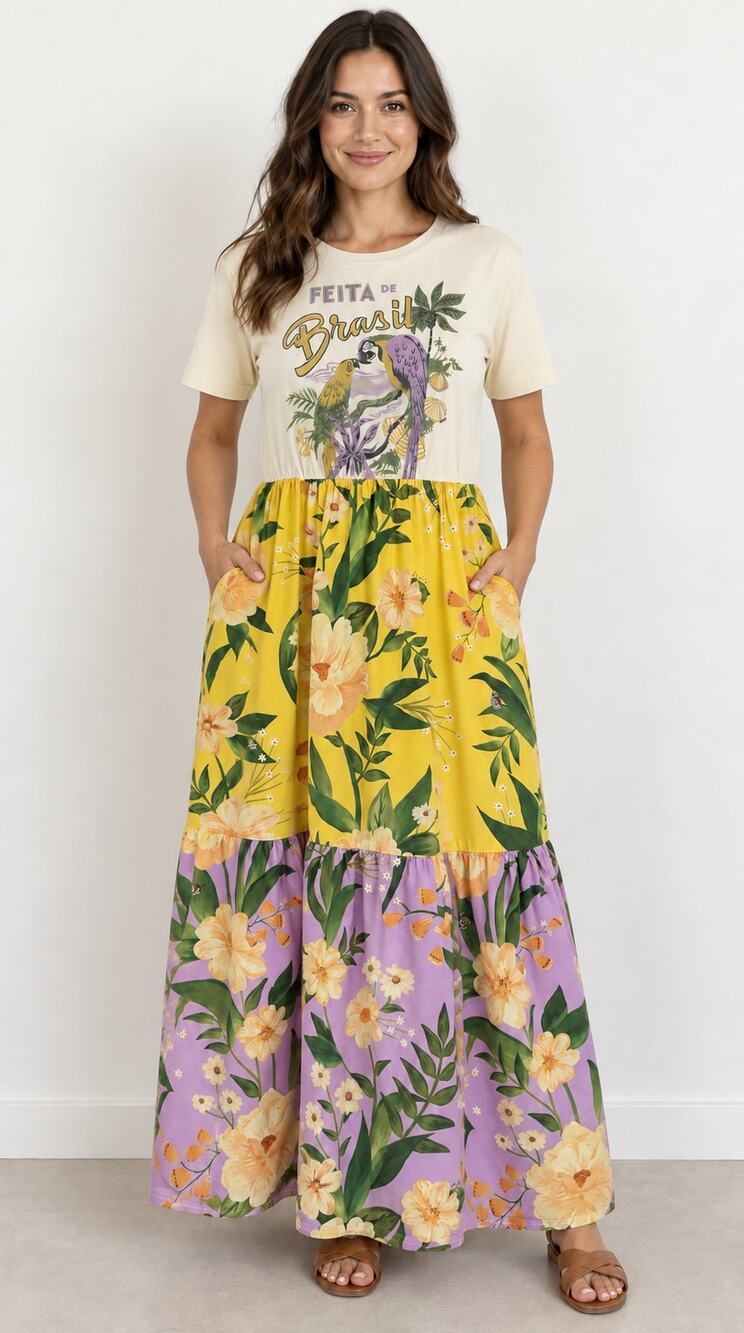 FARM Rio x Anthropologie Feita de Brasil Parrot Floral Maxi Dress M